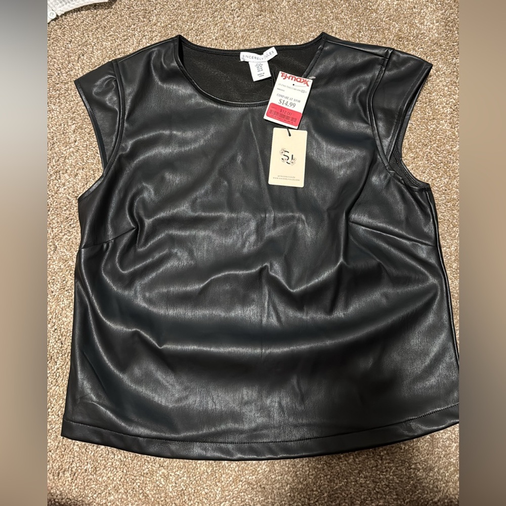 Faux leather top